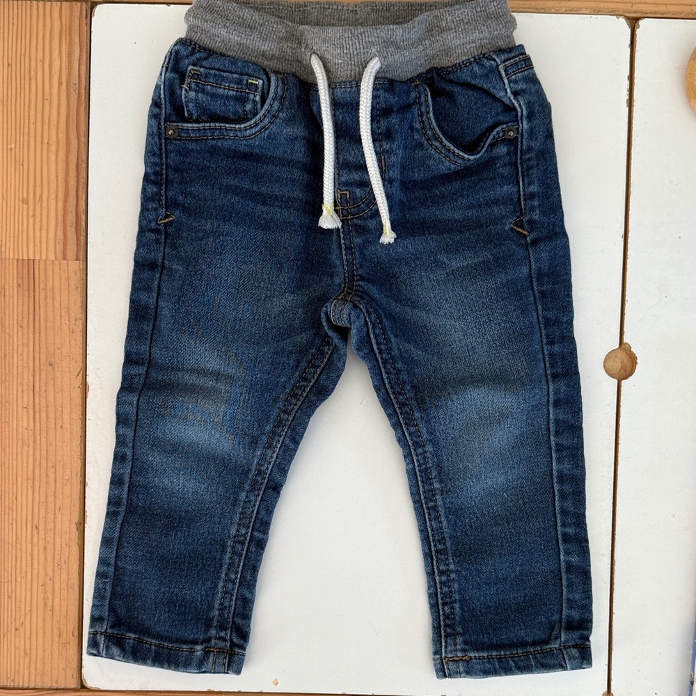 Cat & Jack Dark Blue Jeans with Gray Waistband